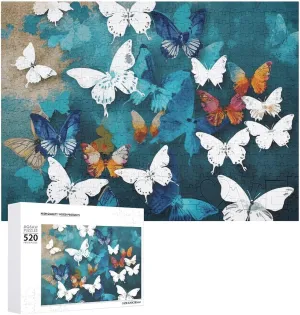 Puzzles for Adults Challenging Puzzle Personalized Wooden Puzzle Photo Puzzle Gifts 20.5" X 15 520 Piece Jigsaw excavate microwave unfold aspect bureau Puzzle - Butterflies Picture 