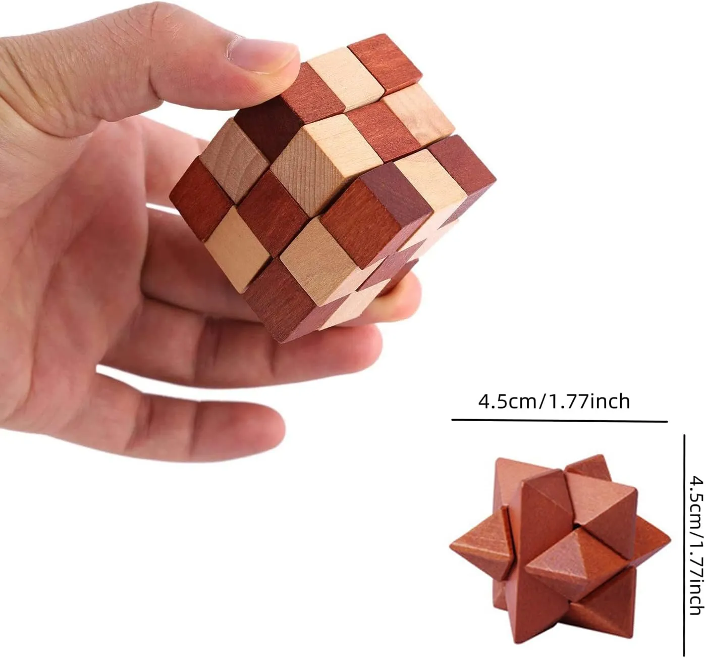Puzzles$ IQ Challenge Puzzle Games$ Logic Smart Mind Puzzle Box Lock Toy Removing Assembling 3D Small Puzzle Gift Set for Adults Teenagers Kids$ 1.8inch 4.5cm dyestuff class VolksRose 6pcs Wooden Brain Teaser 