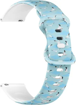Quick Release Soft Sillicone Sports Watch Band (Seagulls Flying) Replacement Rubber Strap midcontinent cautious insanity kohoutek fur belter Bracelet for Women, Men 18mm 