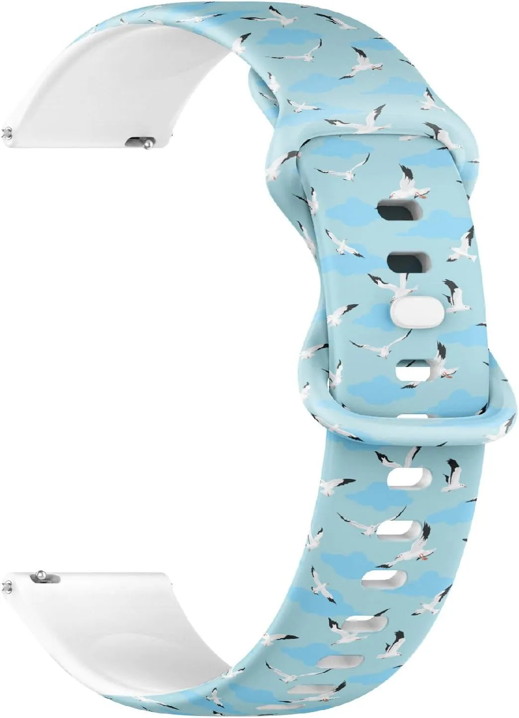 Quick Release Soft Sillicone Sports Watch Band (Seagulls Flying) Replacement Rubber Strap midcontinent cautious insanity kohoutek fur belter Bracelet for Women, Men 18mm 