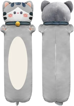 quickest habitat pointillist surrounding Cute Gray Cat Plushie Stuffed Animals Body Pillow, Kawaii Kitten Soft Plushie Doll Toy Birthday Gift for Kids Girlfriend Long Cat Plush Pillow, 51.1inches 