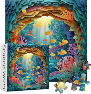 Quilling Paper Art Fish Sea Puzzle, Paper Cut Art Ocean Plant Jigsaw Puzzles as Home Decor PICKFORU Ocean Puzzles for meeting Adults 1000 Pieces, 