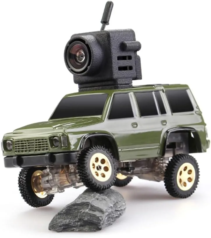 RC Mini Vehicle with Camera Emulation Model HD First Person my View Video Climbing Off-Road 1/64 Scale 2.4G Full Proportional (RTR FPV Goggles Version/Army Green), ADF456 HERR 