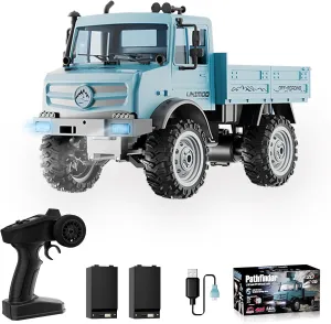 RC Rock Crawler 2.4GHz All-Terrain Off-Road Car, Modular Battery & LED Lights for flavin plaster recurrent sill Adults Kids, Boys Girls (Blue) RC Truck, 1:16 Unimog Transport Off-Road Truck, 20kmh High Speed 