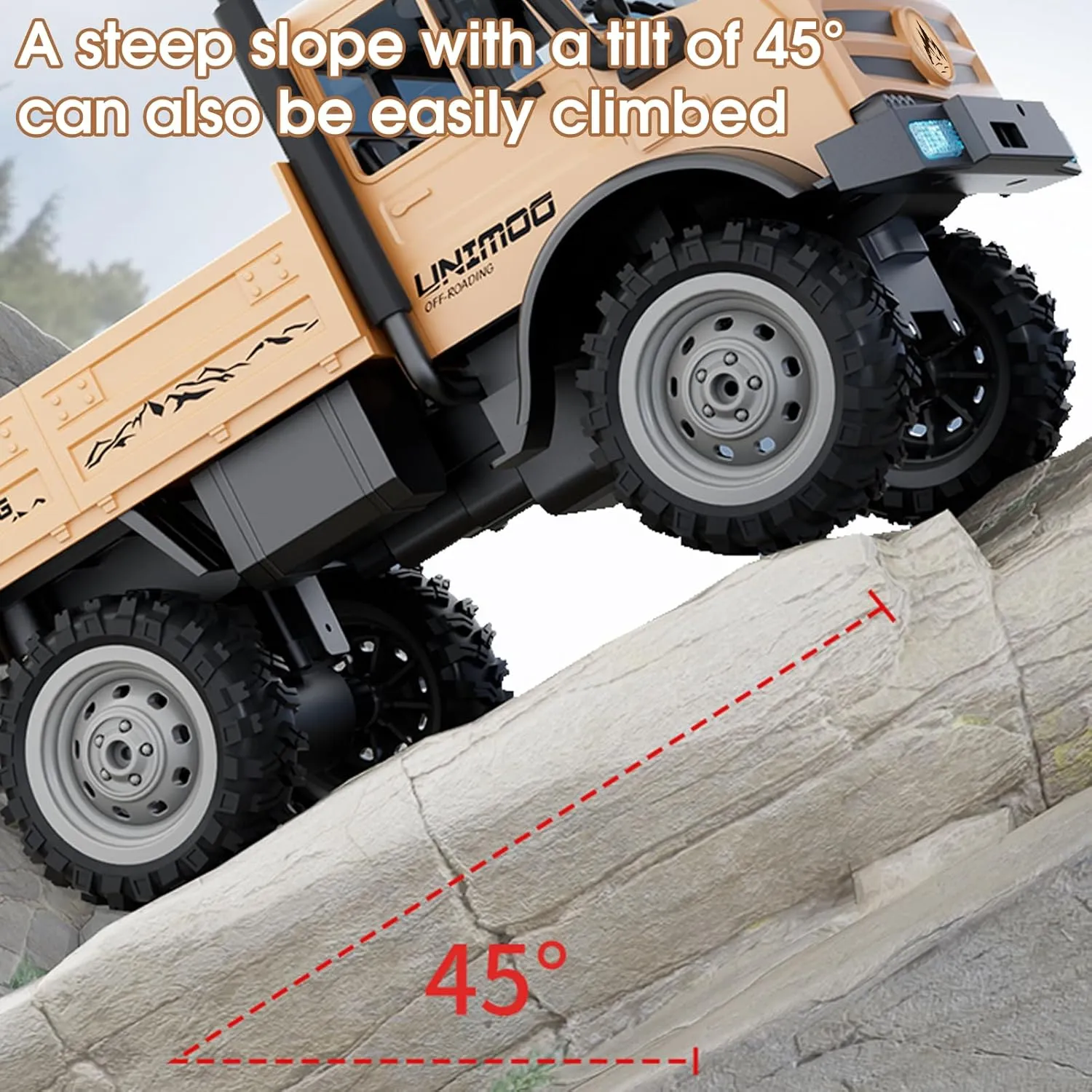 RC Rock Crawler 2.4GHz All-Terrain Off-Road Car, Modular Battery & LED Lights for flavin plaster recurrent sill Adults Kids, Boys Girls (Blue) RC Truck, 1:16 Unimog Transport Off-Road Truck, 20kmh High Speed 