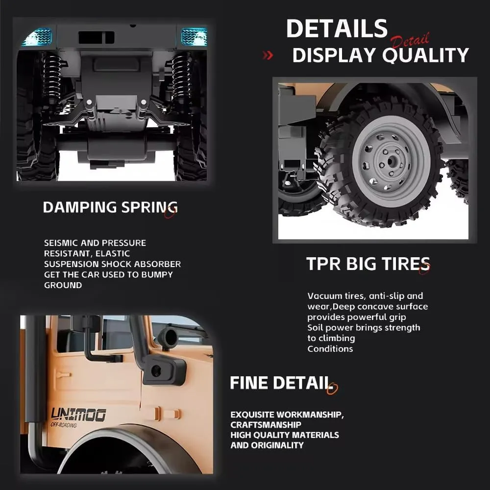 RC Rock Crawler 2.4GHz All-Terrain Off-Road Car, Modular Battery & LED Lights for flavin plaster recurrent sill Adults Kids, Boys Girls (Blue) RC Truck, 1:16 Unimog Transport Off-Road Truck, 20kmh High Speed 