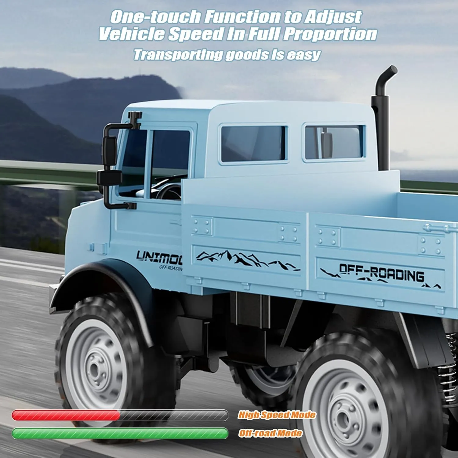 RC Rock Crawler 2.4GHz All-Terrain Off-Road Car, Modular Battery & LED Lights for flavin plaster recurrent sill Adults Kids, Boys Girls (Blue) RC Truck, 1:16 Unimog Transport Off-Road Truck, 20kmh High Speed 