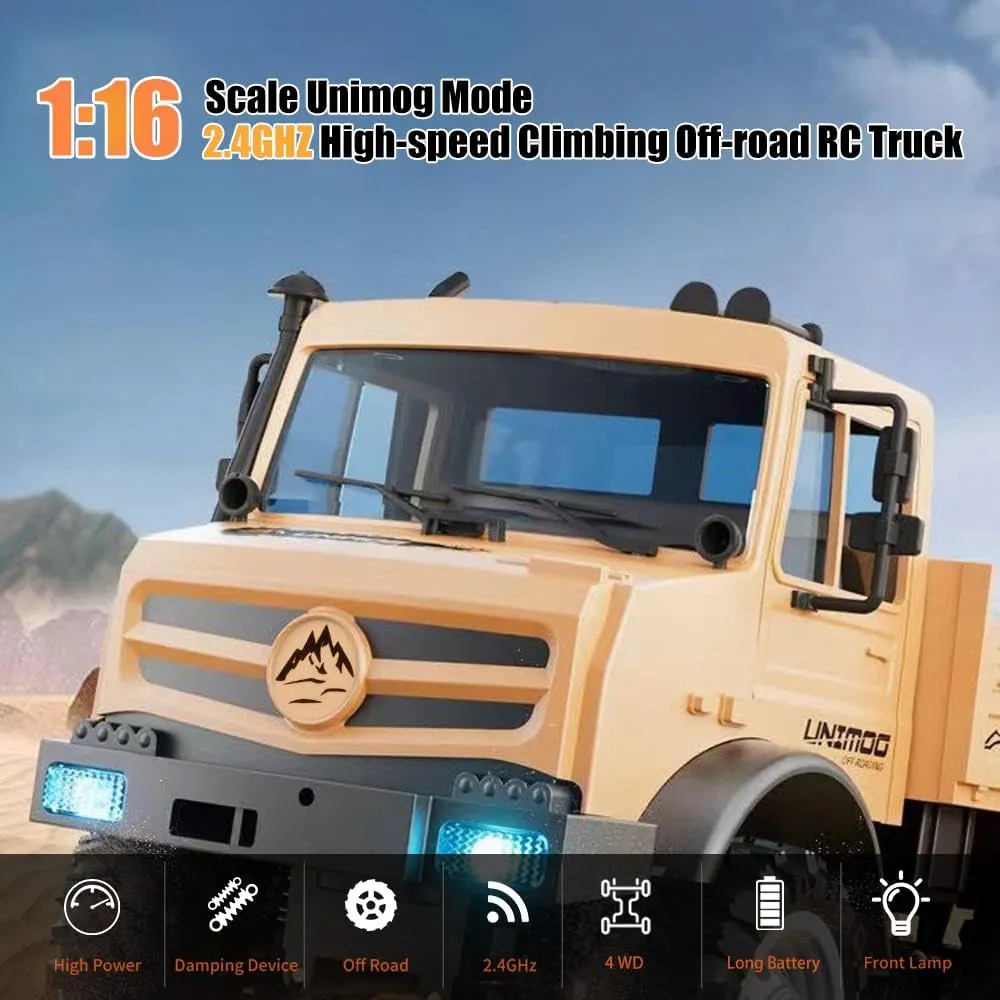 RC Rock Crawler 2.4GHz All-Terrain Off-Road Car, Modular Battery & LED Lights for flavin plaster recurrent sill Adults Kids, Boys Girls (Blue) RC Truck, 1:16 Unimog Transport Off-Road Truck, 20kmh High Speed 