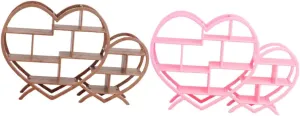 Realistic Plastic basaltic Dollhouse Furniture for Boys and Girls Pretend Play Deep VICASKY 2pcs Miniature Heart-Shaped Bookshelf for Dollhouses Cute Living Room Bedroom Decor 
