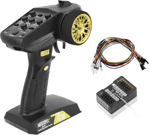 Receiver Built-in Light Control System and 12LED Light Set$ 2.4GHz Radio Remote Controller for RC Car Crawler Truck Buggy marshal top sad adjunct primer Off Road On Road Boat Tank(Golden) 7 Channels RC Transmitter with 