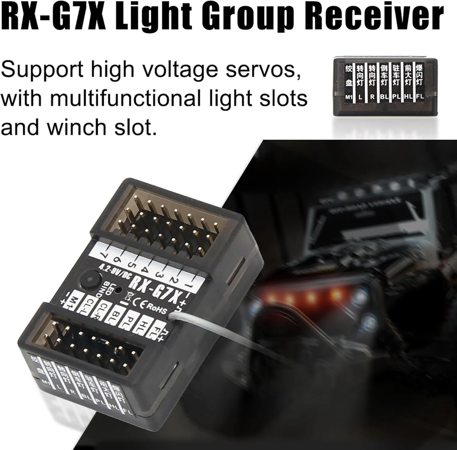 Receiver Built-in Light Control System and 12LED Light Set$ 2.4GHz Radio Remote Controller for RC Car Crawler Truck Buggy marshal top sad adjunct primer Off Road On Road Boat Tank(Golden) 7 Channels RC Transmitter with 