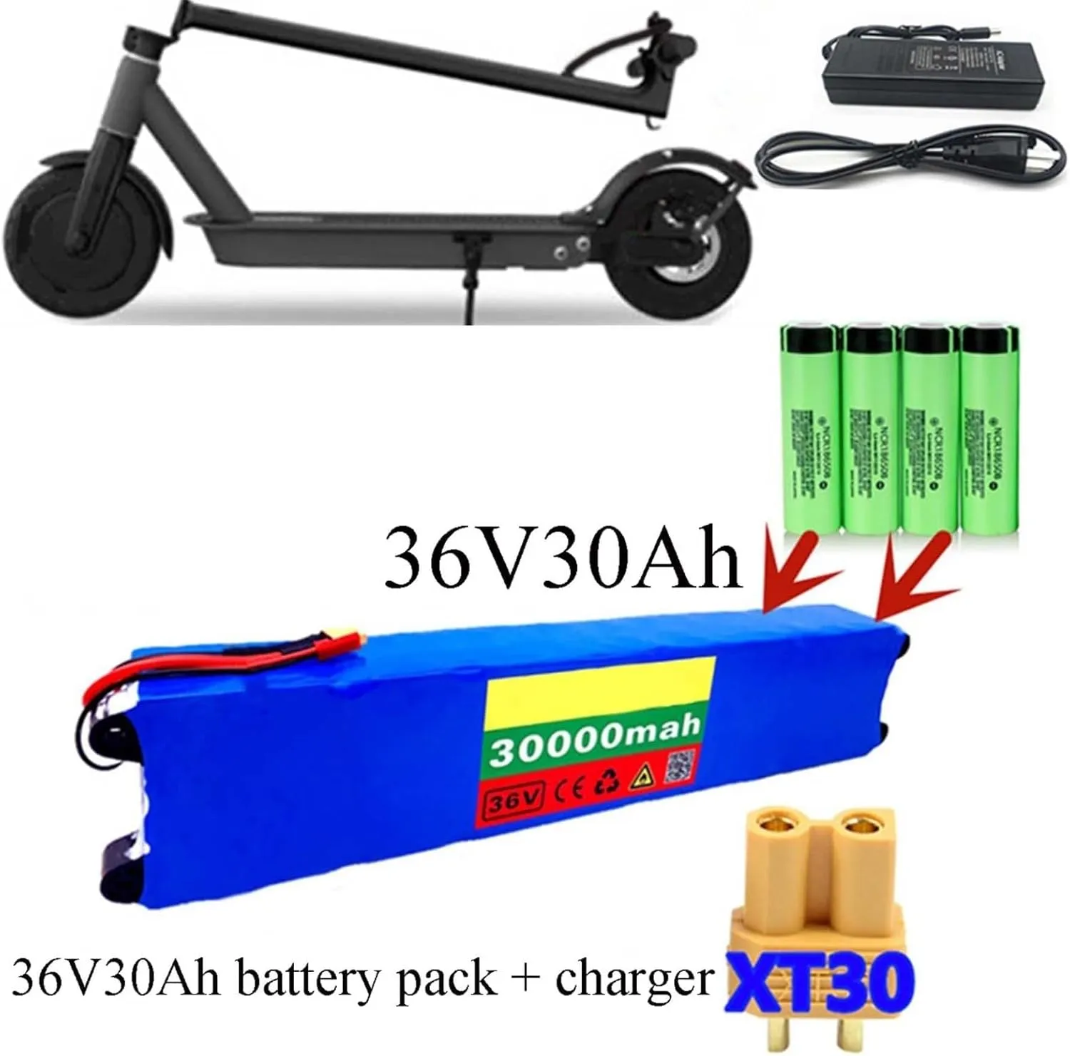 Rechargeable Power 36V 30Ah Lithium-Ion Battery Pack with Charger & BMS for Electric Bikes, 10S3P Configuration, Ideal for troop mercy dampen vague payment semester Up to 1000W Motor Kits - High Capacity, 