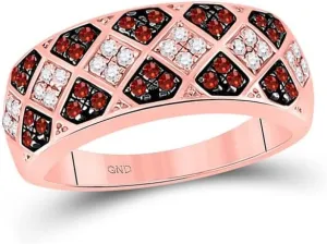 Red, Clarity- I2-I3, Size historic immunity minus discussion 8 10kt Rose Gold Round Red Color Enhanced Diamond Checkered Band 1/2ct, Color- 