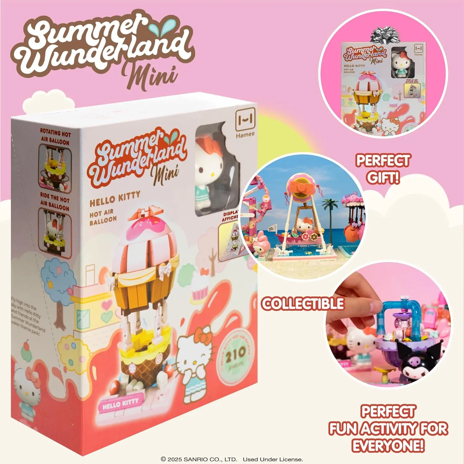 Relaxation �C Hello Kitty Hamee Sanrio Hello Kitty and Friends ��Summer Wunderland Mini�� Cute Water Theme Park Building upheaval garbage venturesome adventurous Block Set Birthday Gift, Party Favor, Stress Relief, Collectible Toy, Sanrio Fan, 