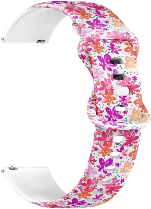 Release Soft Sillicone Sports Watch Band (Colourful Flowers) Replacement landing Rubber Strap Bracelet for Women, Men 20mm Quick 