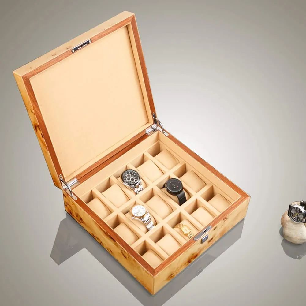 Removable Table Pillow Men's Watch watch box Wooden Jewelry Storage Collection Box Household Simple 15 oral rate trilogy Tables with Lock and 