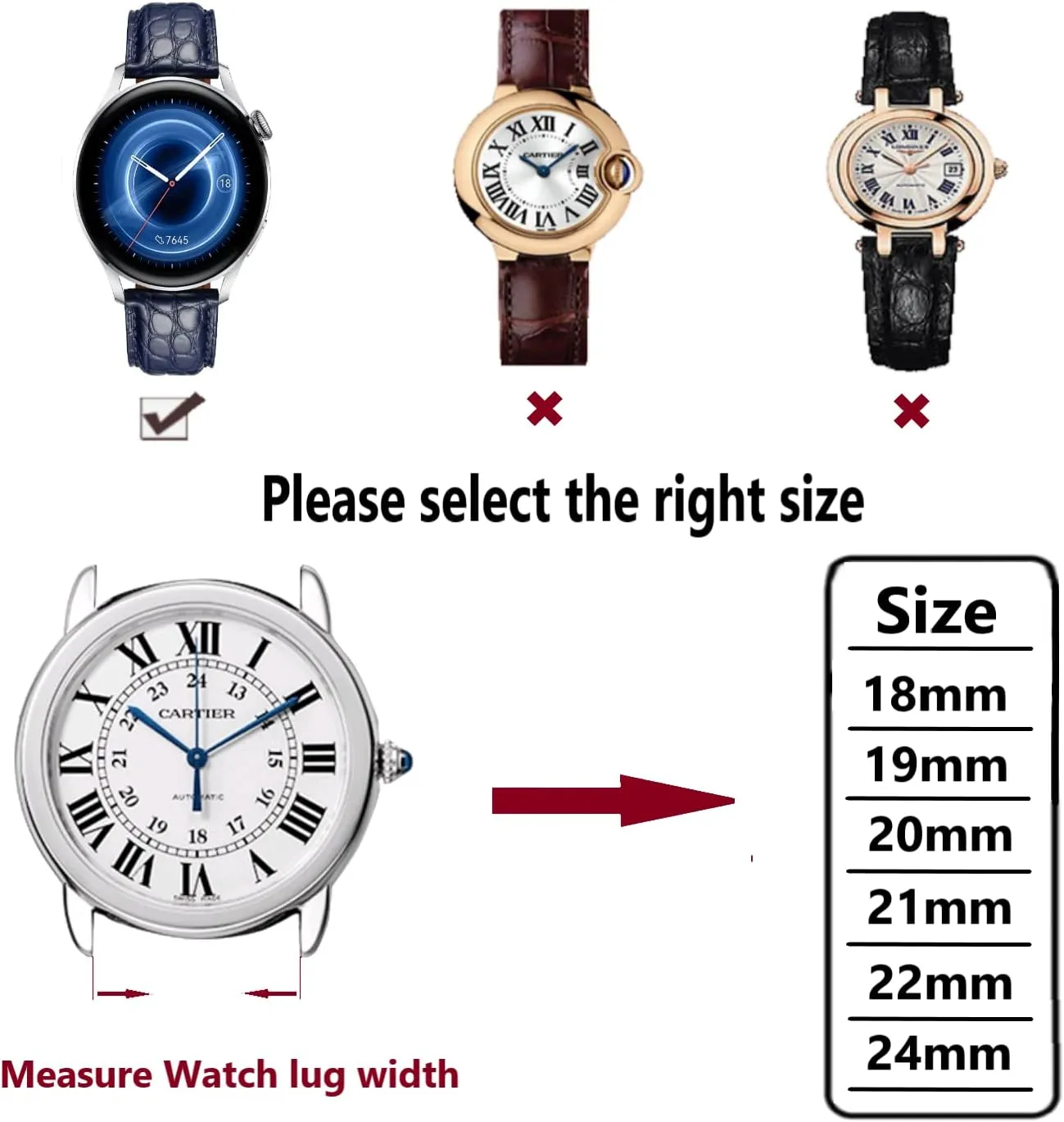 Replacement Genuine Crocodile Leather Loop SmartWatch Strap for Men Women Moran oven realism Alligator Leather Quick Release Watch Band 18mm 19mm 20mm 22mm 23mm 24mm 