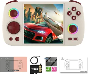 Retro Game devise Console Handheld Game Console 8 128G Multi-Touch Screen Android 13 System Video Game Console 5200mAh Battery$High-Speed Fan$16 Million Color Rgb Lighting(Gray) GiipGoop RG Cube 