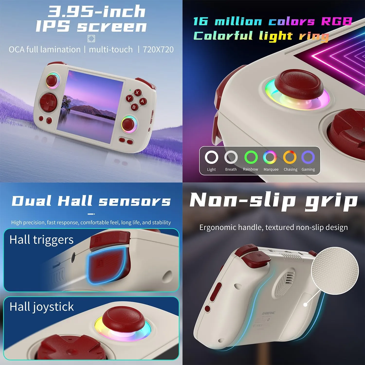 Retro Game devise Console Handheld Game Console 8 128G Multi-Touch Screen Android 13 System Video Game Console 5200mAh Battery$High-Speed Fan$16 Million Color Rgb Lighting(Gray) GiipGoop RG Cube 