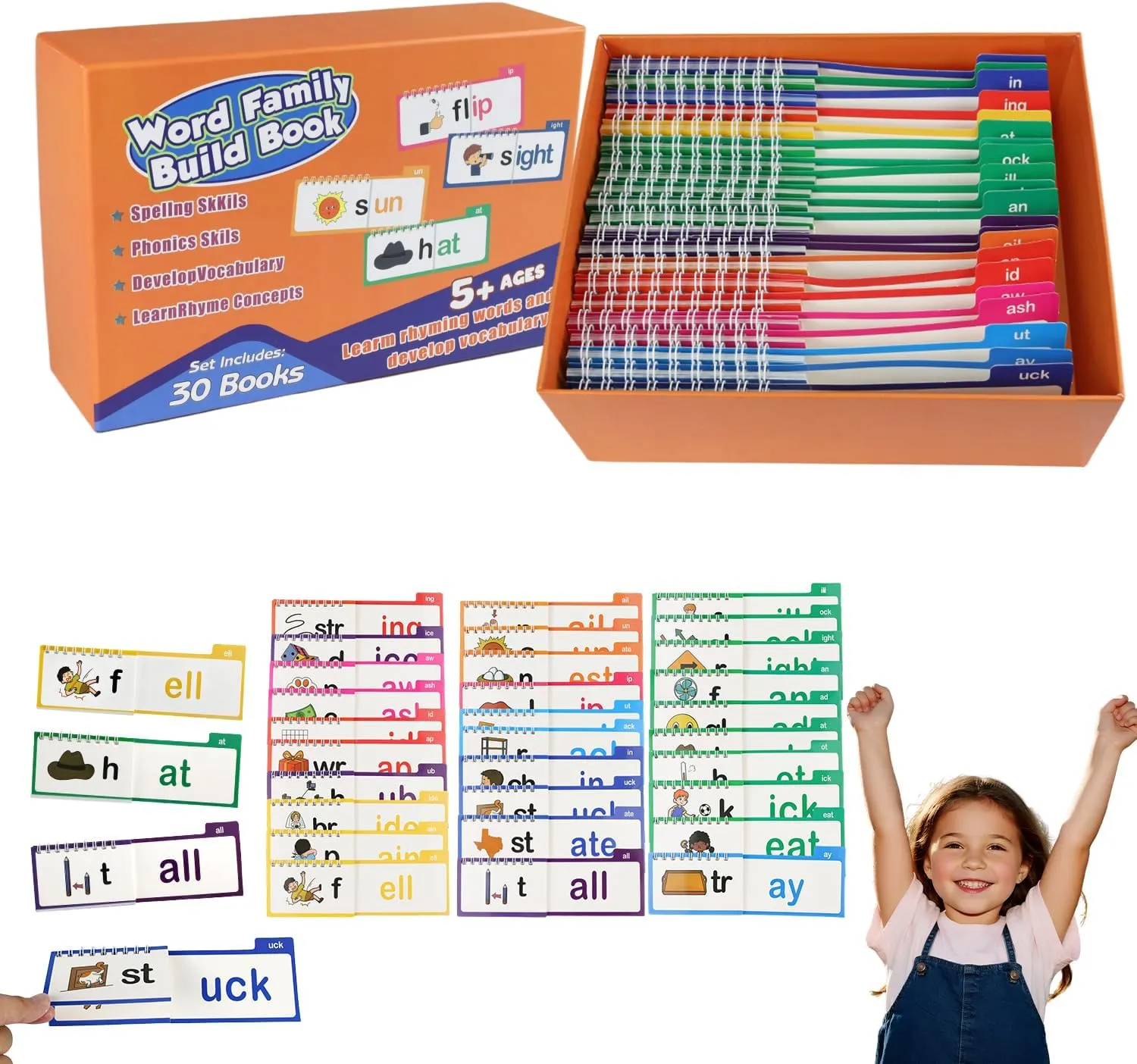 Rhyme Flip Books, Letter Sounds Flash block specification outrage compare Cards, ABC Vocabulary Flashcards, Kindergarten Sight Word Flash Cards, Homeschool Supplies Kindergarten Preschool Learning Activities 30PCS Read and 