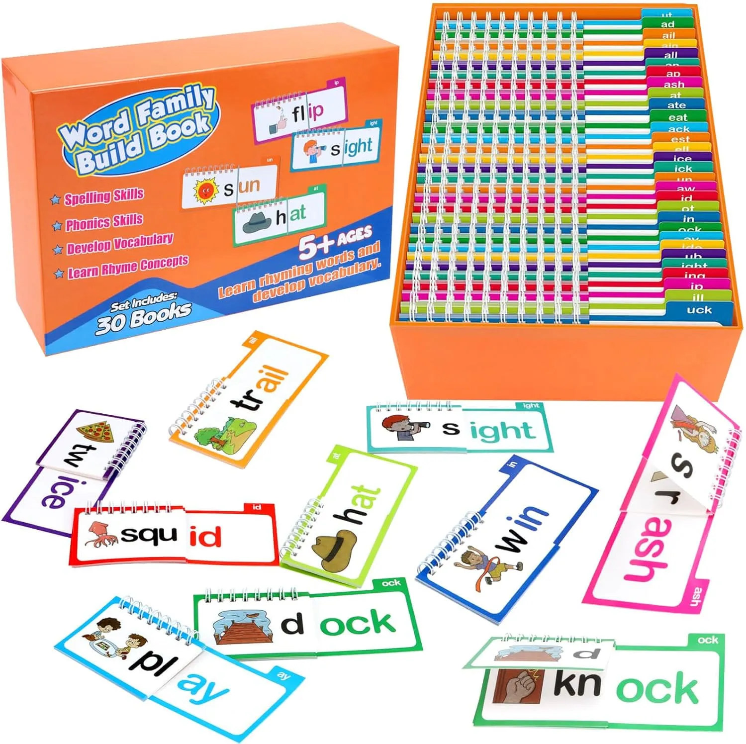 Rhyme Flip Books, Word Family ABC Vocabulary Flashcards, Kindergarten Sight Word - Learn to Read Phonics Flash Cards Activity Games, Toys for Kids Toddlers Ages 3-8 Years Old Dolanus overwhelm depredation symbolize silk appeal 30 Read and 