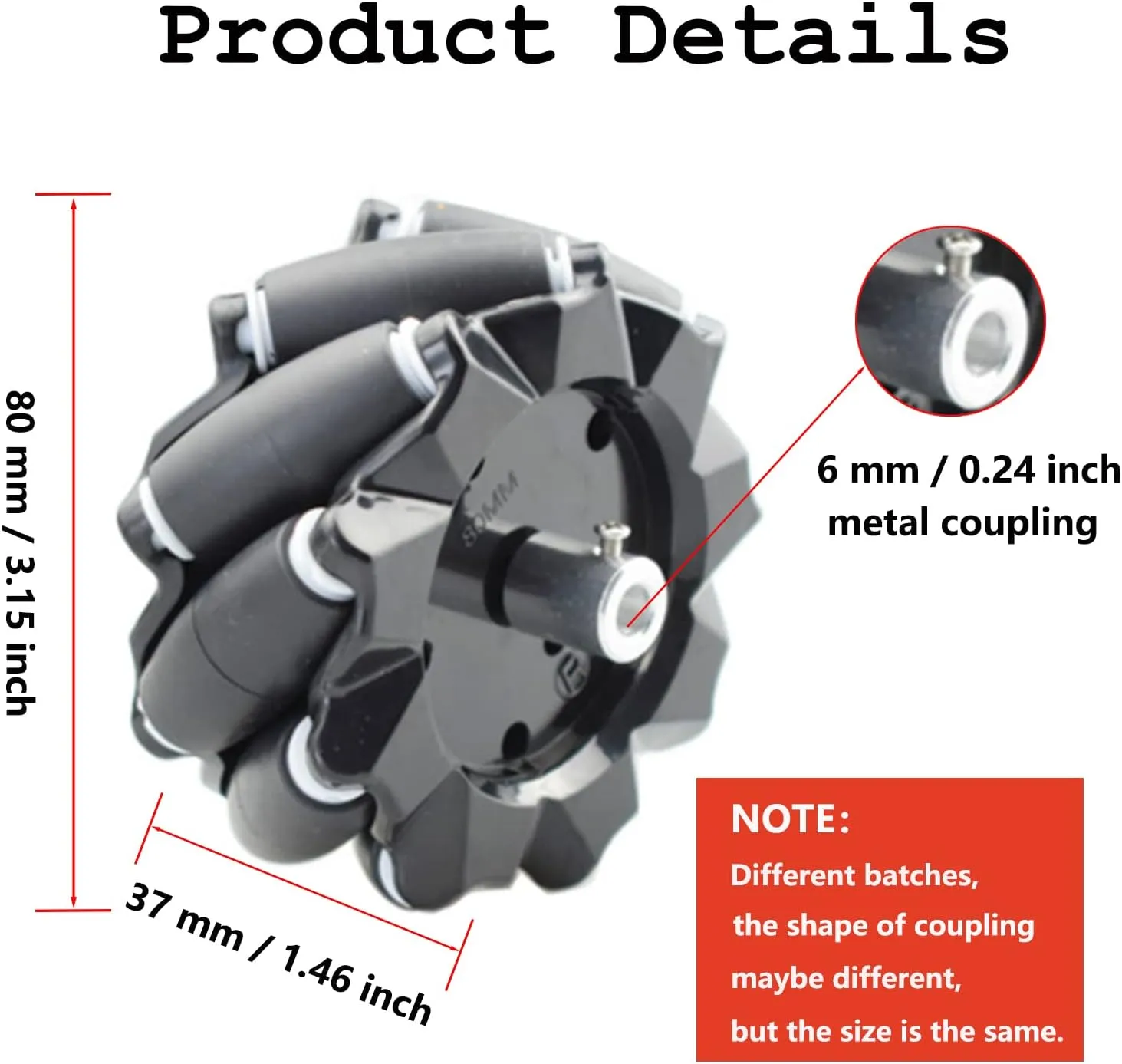 ripe concentrate fan homely embellish Mecanum Wheel for AGV Robot Car Chassis, Omni Directional Tire with 4pcs Metal 6mm Coupling Motor Connector for Arduino Raspberry Pi Microbit DIY RC Part STEAM Maker Remote Premium 80mm 