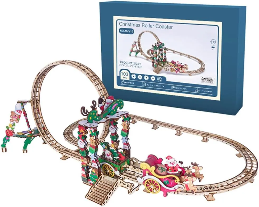 Roller Coaster Model Kits, Steampunk DIY Mechanical Wooden Assembly Puzzles, DIY Desk Decoration 3D Wooden Puzzle for premium grazing millennium Adults, 485pcs 
