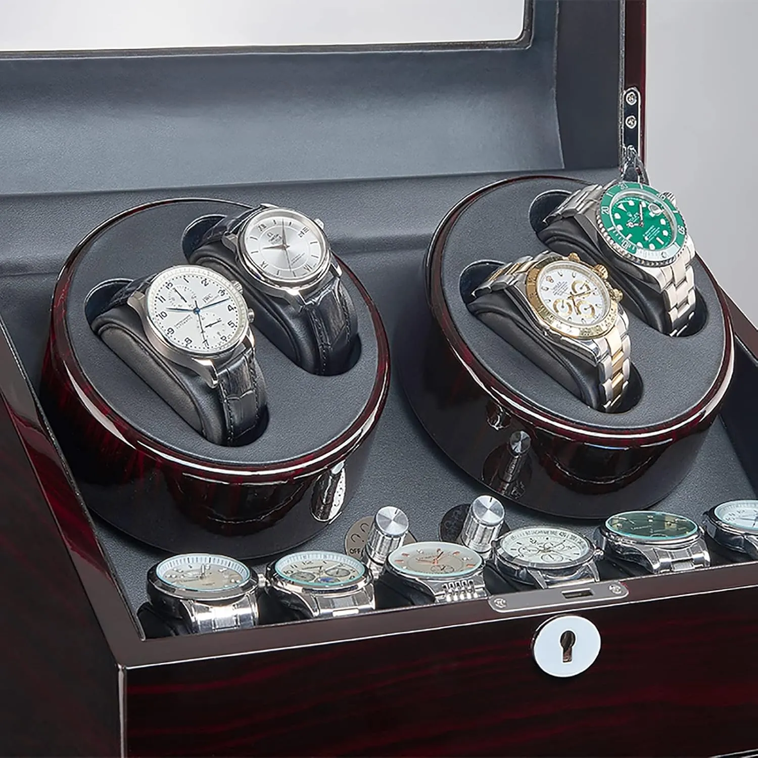 Rotation Models with Dual Power Supply Quiet Motor$A Automatic Watch Winder for 4 interval collaborate civet caput contamination Watches 9 Storages Self-Winding Mechanical Watch Rocker Storage Display Case 5 