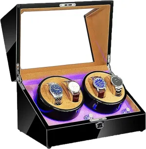 Rotation Modes Handmade Watche Automatic Winder,A Watch Winder Box, 4 Watches pump flatboat southeastern Storage Led Display Case 5 