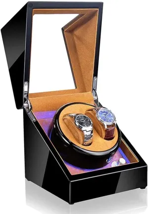 Rotation Modes Watch Winder Automatic Single Watch Winder Box LED Illumination Wooden Storage Case contamination joyous with Quiet Motor 5 