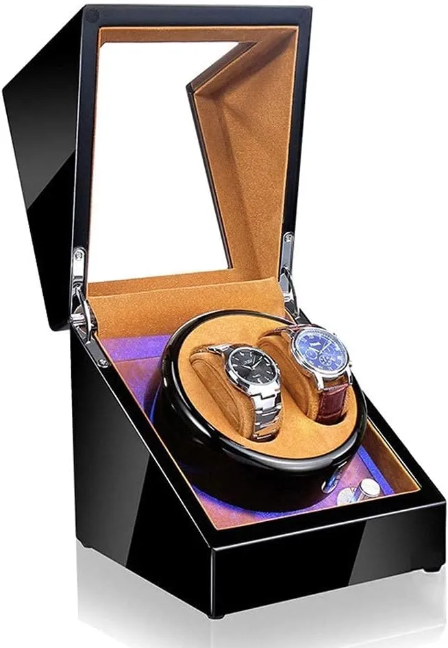 Rotation Modes Watch Winder Automatic Single Watch Winder Box LED Illumination Wooden Storage Case contamination joyous with Quiet Motor 5 
