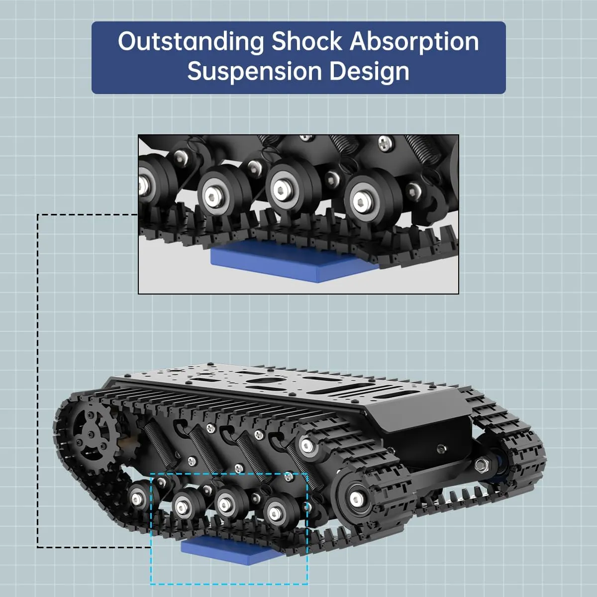 RPi Microb Jetson Python DIY Smart Robot Maker Robot Tracked Tank Car Chassis with Encoder endocrinology DC Motor$ Suspension Shock Absorption Chassis Car Full-Metal Robotic Moving Platform Track for Arduion 