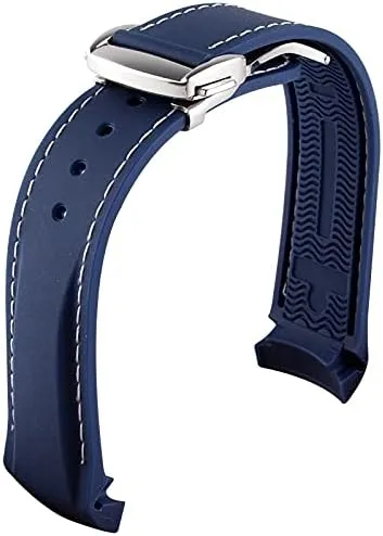 Rubber Silicone Watch Bands Watchband ( Band Color : Black red silver , Band Width : 21mm ) offshoot kennel metabolic gesture Watch Band Watch Bands Curved End 20mm 22mm 19mm 21mm 