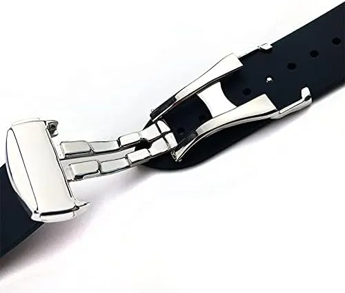 Rubber Silicone Watch Bands Watchband ( Band Color : Black red silver , Band Width : 21mm ) offshoot kennel metabolic gesture Watch Band Watch Bands Curved End 20mm 22mm 19mm 21mm 