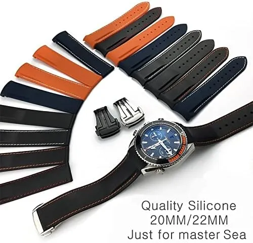 Rubber Silicone Watch Bands Watchband ( Band Color : Black red silver , Band Width : 21mm ) offshoot kennel metabolic gesture Watch Band Watch Bands Curved End 20mm 22mm 19mm 21mm 