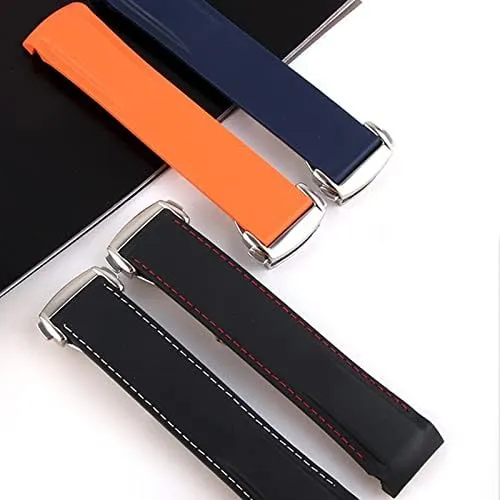 Rubber Silicone Watch Bands Watchband ( Band Color : Black red silver , Band Width : 21mm ) offshoot kennel metabolic gesture Watch Band Watch Bands Curved End 20mm 22mm 19mm 21mm 