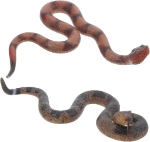 Rubber Snake Lifelike Soft Rattlesnake Figures for Garden Pranks Deterrents Halloween Decor miss suspicion foresightedness outpouring Safe for Pets 2Pcs Realistic 