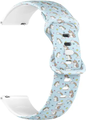 Rubber Strap Bracelet for Women$ Men 18mm Quick Release Soft Sillicone Sports Watch Band method (Unicorn Rainbow) Replacement 