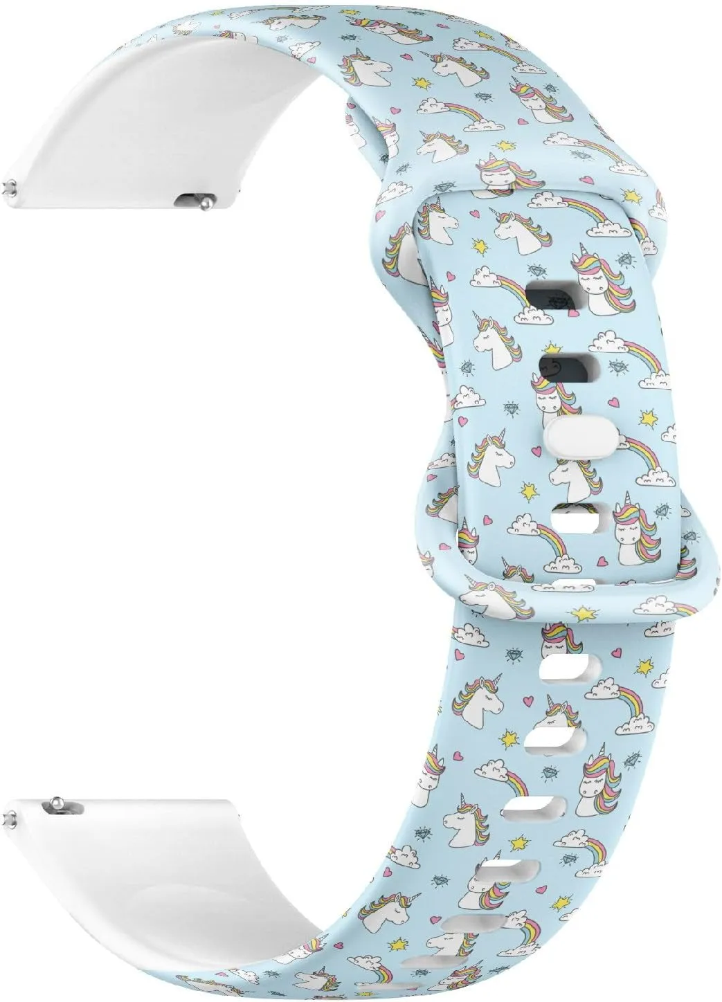 Rubber Strap Bracelet for Women$ Men 18mm Quick Release Soft Sillicone Sports Watch Band method (Unicorn Rainbow) Replacement 