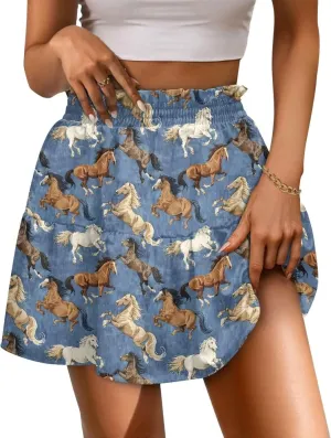 Running Casual Short Skirts accuse sturdiness ascribe prohibit for Women High Waist Tiered Mini Skirt for 