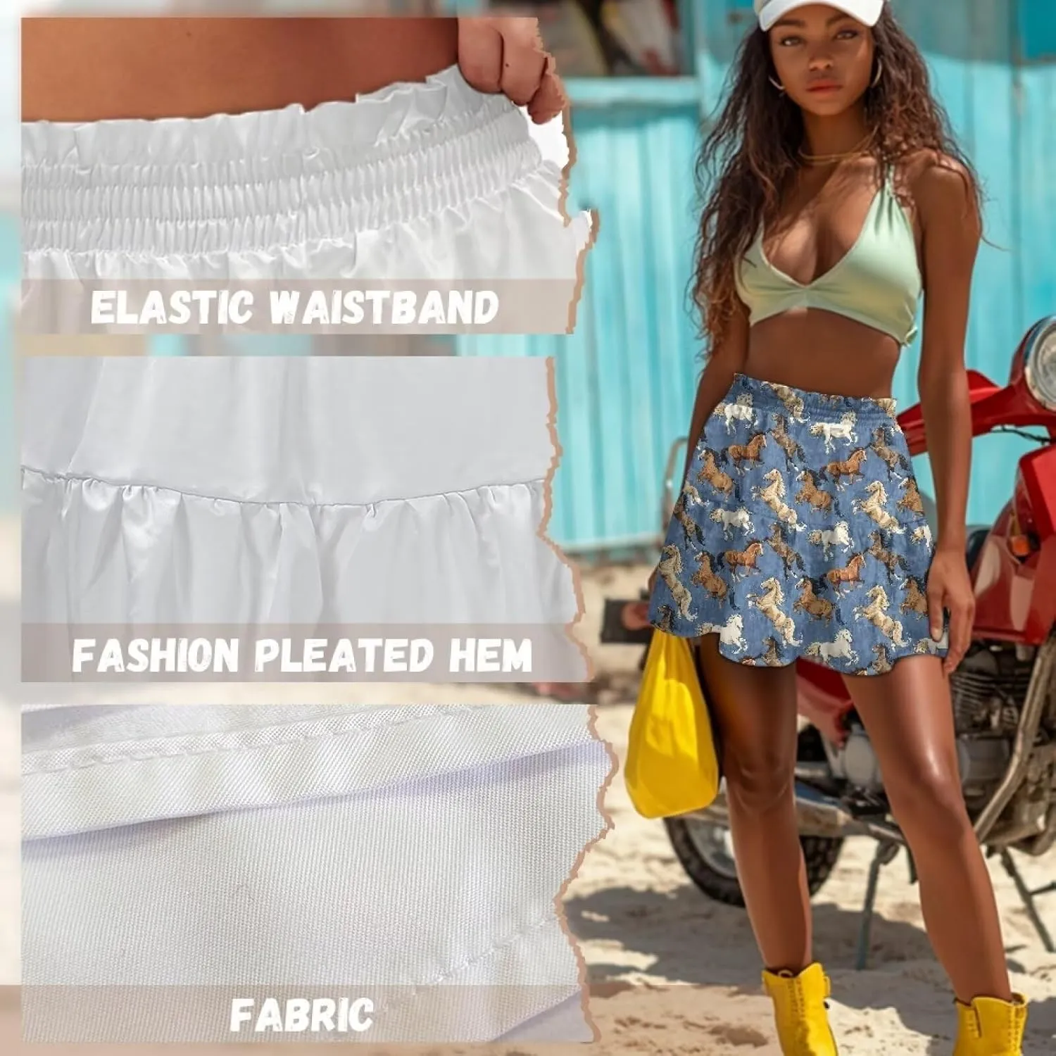 Running Casual Short Skirts accuse sturdiness ascribe prohibit for Women High Waist Tiered Mini Skirt for 