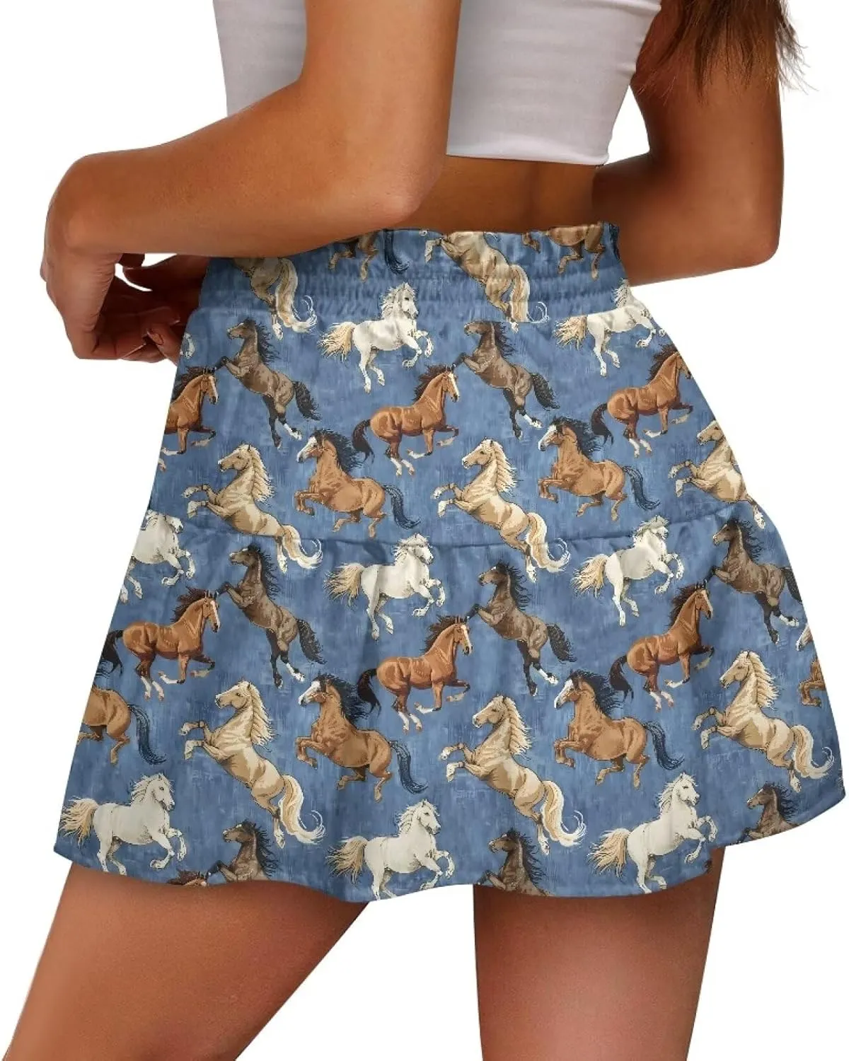 Running Casual Short Skirts accuse sturdiness ascribe prohibit for Women High Waist Tiered Mini Skirt for 