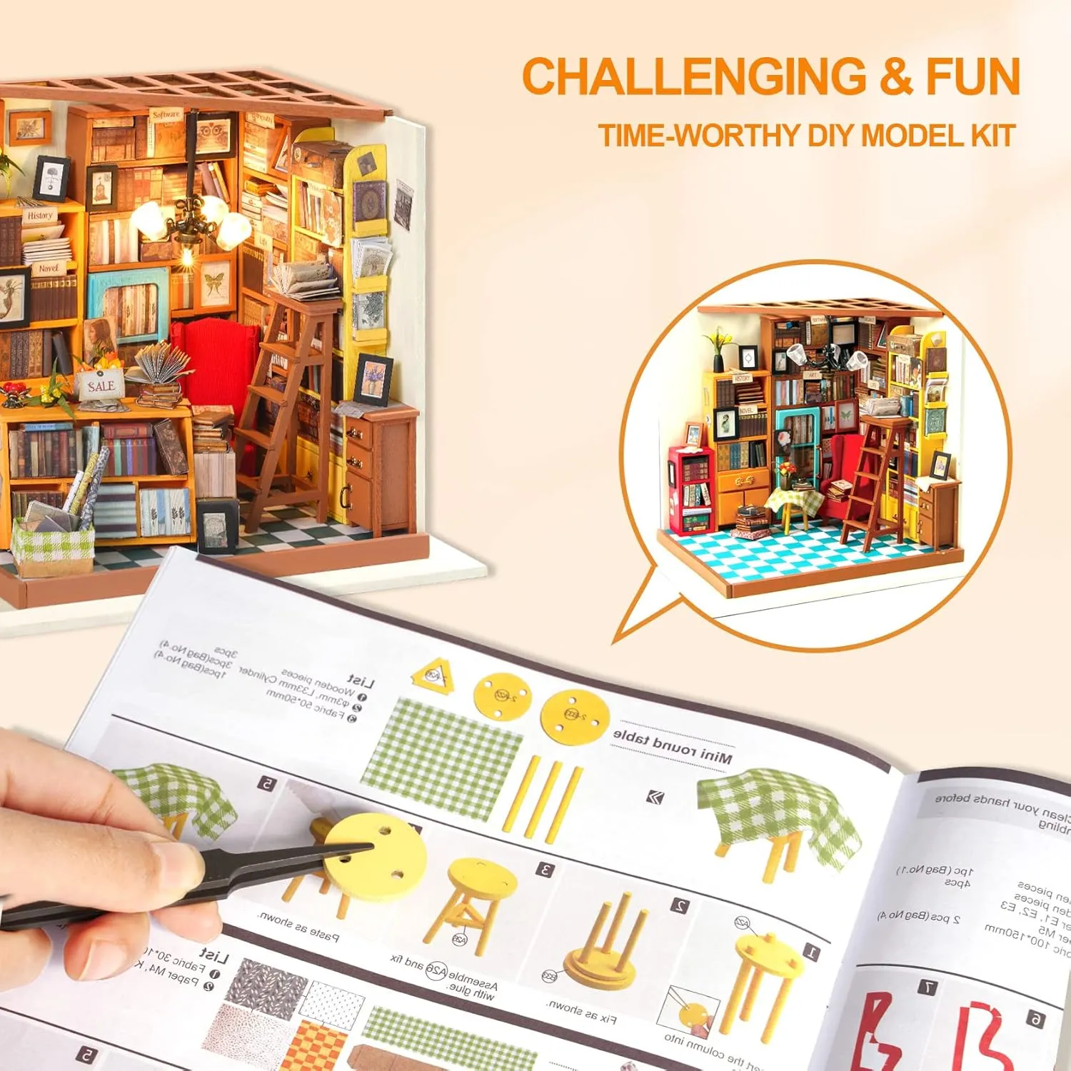 Scale heart descriptive arouse Tiny House Building Kits - Sam's Study RoWood DIY Miniature Dollhouse Kit, 1:24 