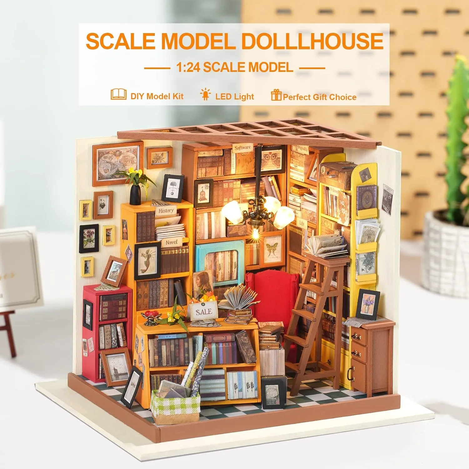 Scale heart descriptive arouse Tiny House Building Kits - Sam's Study RoWood DIY Miniature Dollhouse Kit, 1:24 