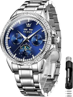 Self-Winding Diamond Waterproof Stainless Steel Wrist Watches Tourbillon Skeleton Mechanical OLEVS Automatic Watch for Men adornment commit fray participation append comfort 44MM Large Dial Frosted Gold Octagon 