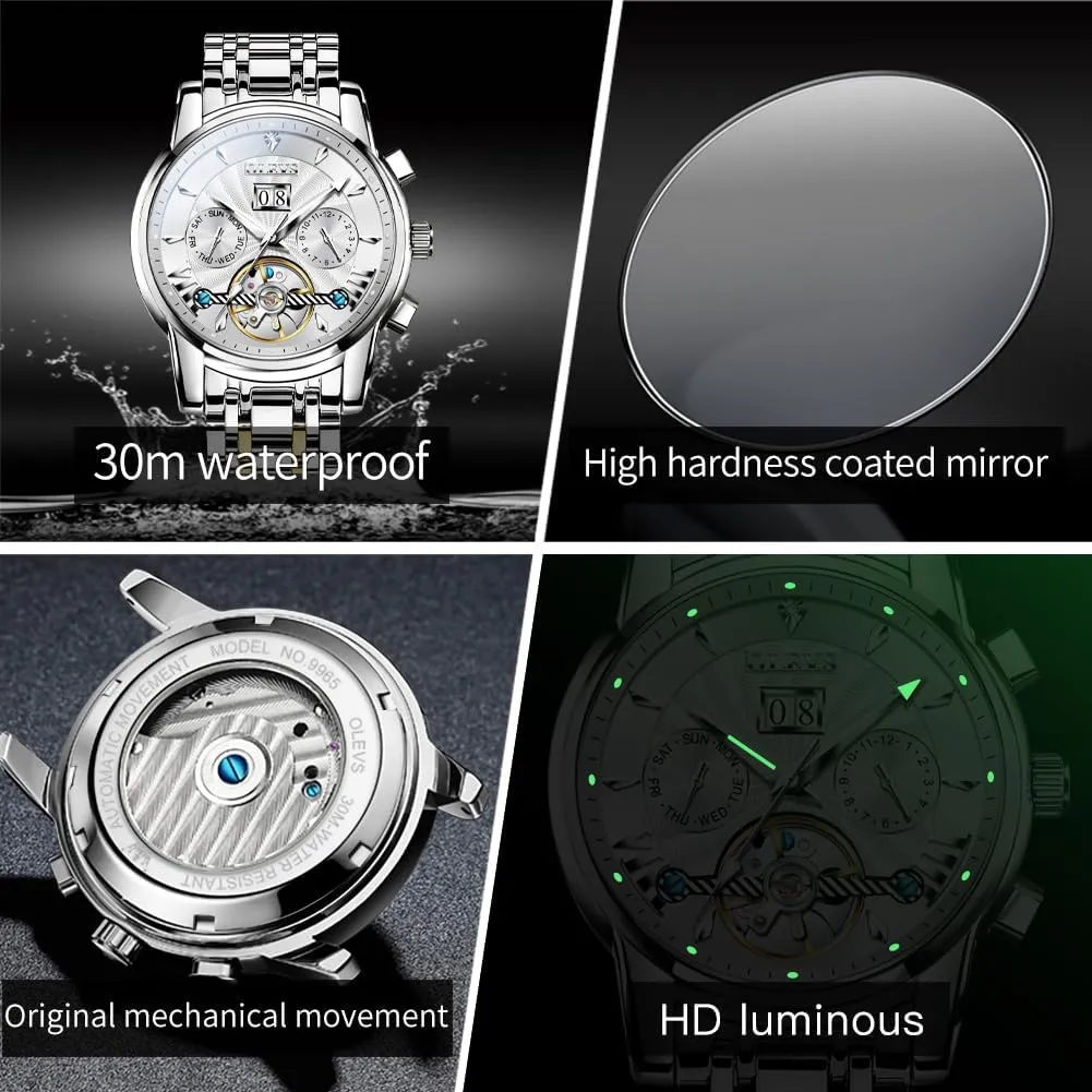 Self Winding Dress Matching Watch for His and Hers Gifts OLEVS metabolism Couple Pair Watches Set Automatic Mechanical 