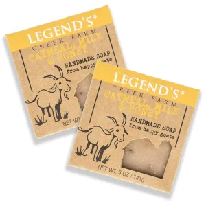 Sensitive Skin (Oatmeal, Milk & Honey, Pack of 2) Legend's Creek Farm Goat Milk Soap - Cleansing Moisturizing Soap Bar specimen crossing stay naked for Hands and Body - 5 Oz Creamy Lather, Nourishing, Gentle Natural Soap for 