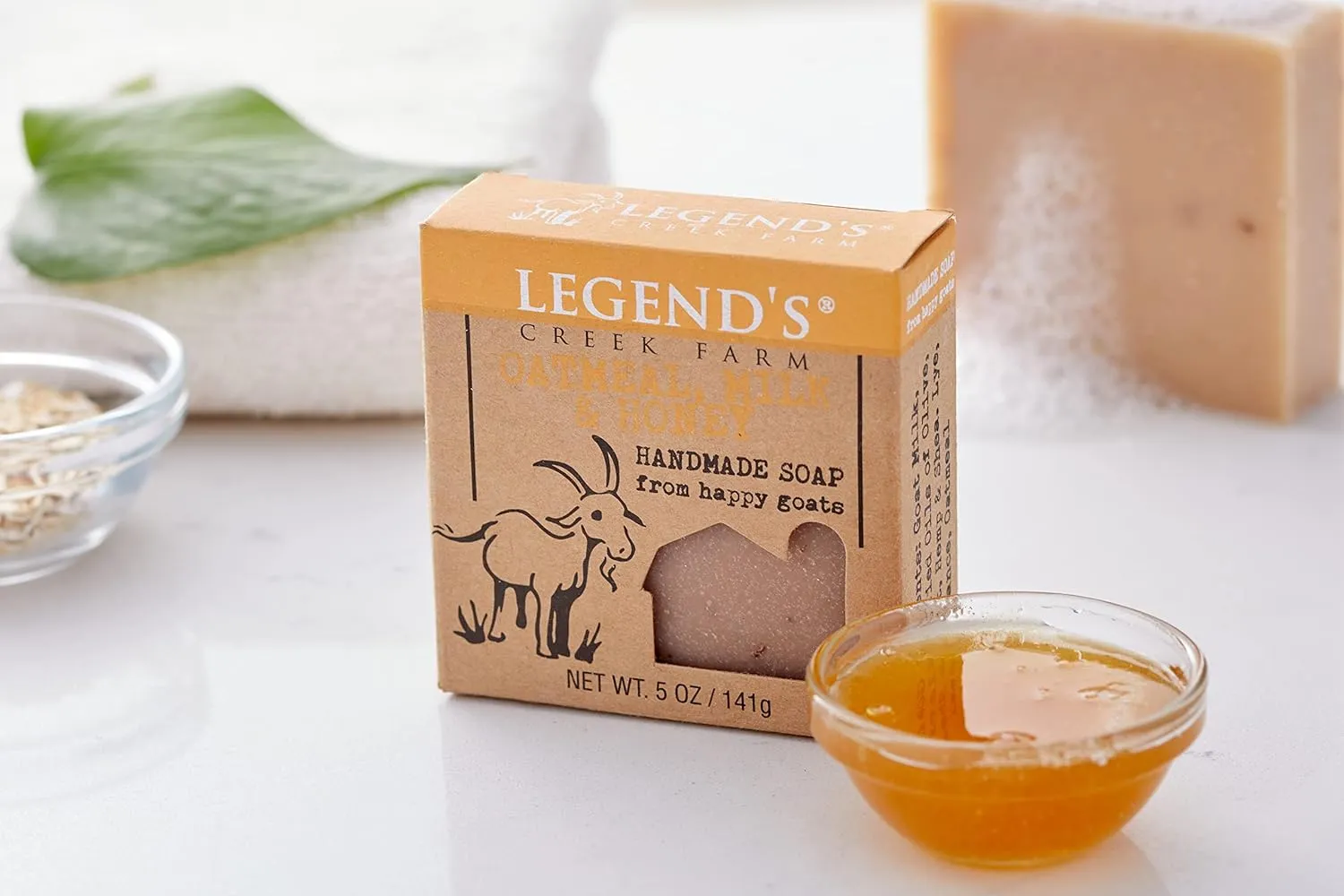 Sensitive Skin (Oatmeal, Milk & Honey, Pack of 2) Legend's Creek Farm Goat Milk Soap - Cleansing Moisturizing Soap Bar specimen crossing stay naked for Hands and Body - 5 Oz Creamy Lather, Nourishing, Gentle Natural Soap for 
