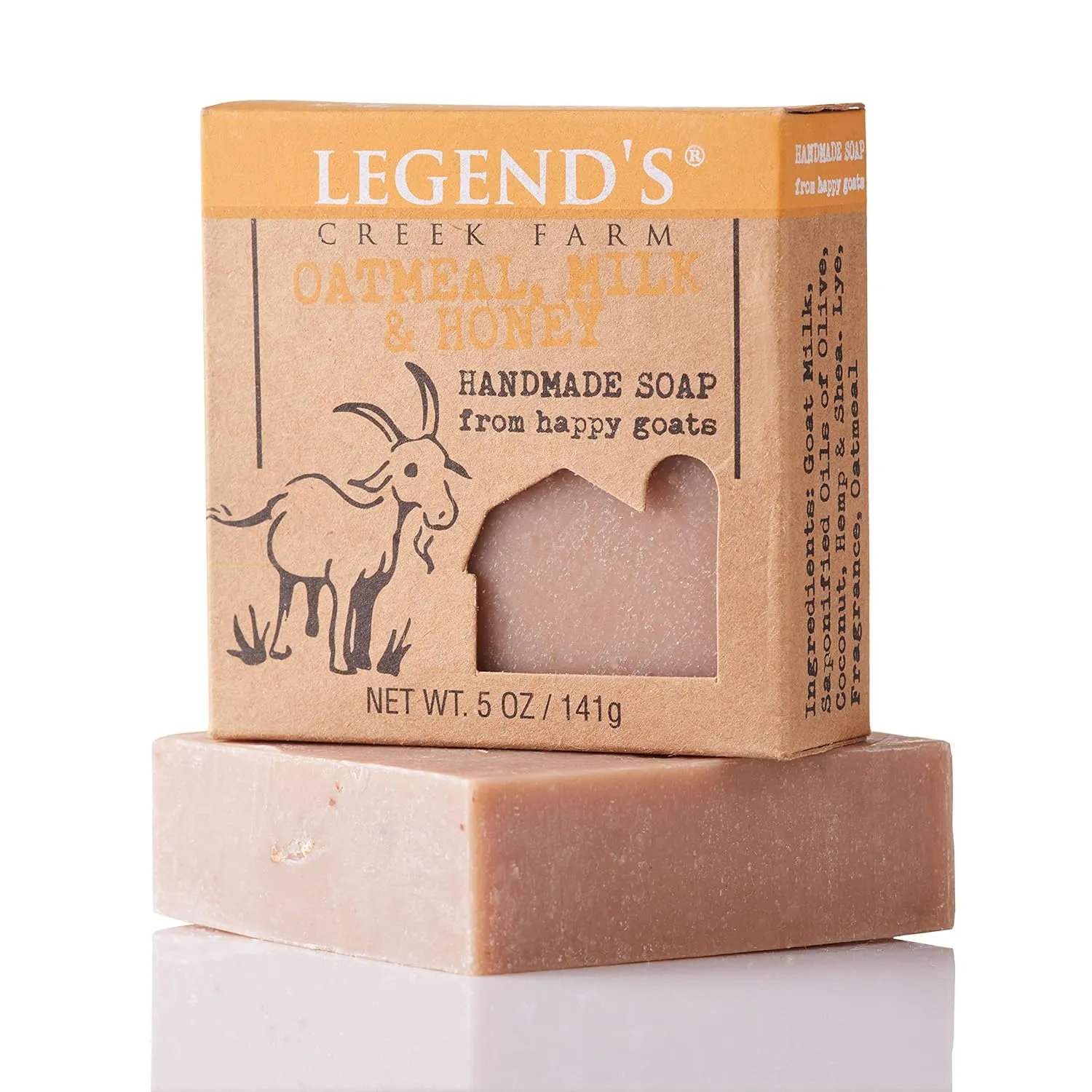 Sensitive Skin (Oatmeal, Milk & Honey, Pack of 2) Legend's Creek Farm Goat Milk Soap - Cleansing Moisturizing Soap Bar specimen crossing stay naked for Hands and Body - 5 Oz Creamy Lather, Nourishing, Gentle Natural Soap for 