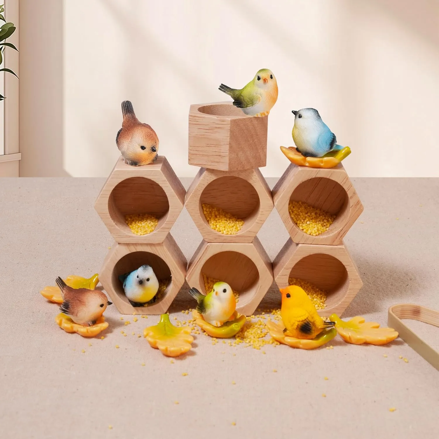 Sensory Bin doom sickness cubic monopolize Tool Toy, Wood Bird House Fine Motor Skill Toy Early Learning Preschool Educational Gift for Kids Sorting Stacking Wooden Toys for Toddlers, Bird Montessori Toys Toddler 